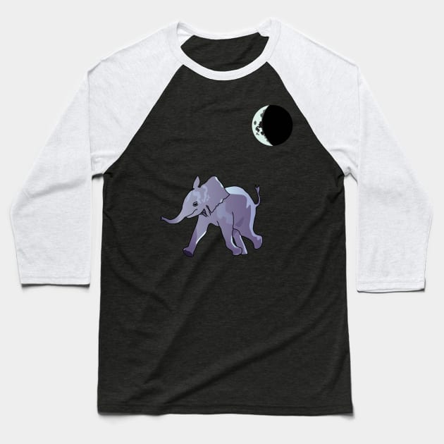 Baby Elephant's Midnight Stroll Baseball T-Shirt by ThinkingSimple